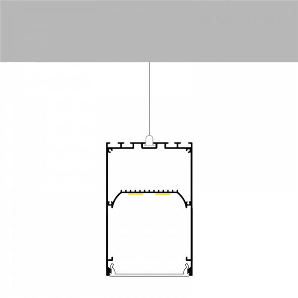 Perfil de alumínio PERY para suspensão de fitas LED de 2 metros com difusor e terminais, 50x75mm, LM3837