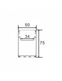 Perfil colgante de aluminio PERY para tiras LED 2 metros con difusor y tapas, 50x75mm, LM3837