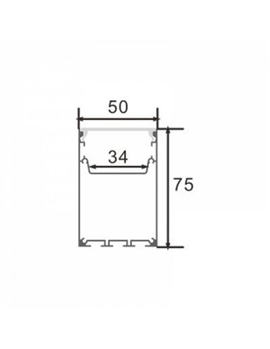 Perfil colgante de aluminio PERY para tiras LED 2 metros con difusor y tapas, 50x75mm, LM3837