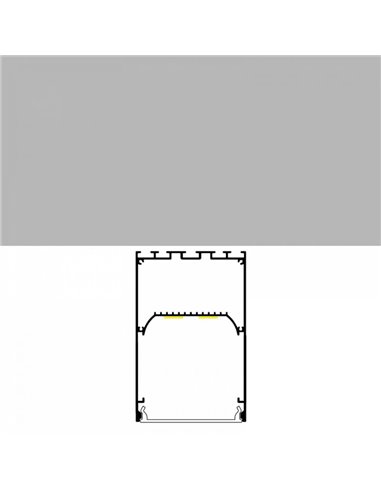 Perfil colgante de aluminio PERY para tiras LED 2 metros con difusor y tapas, 50x75mm, LM3837