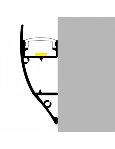Perfil de pared aluminio THEN para tiras LED 2 metros, con grapas, difusor y tapas, 18x43mm, LM3833