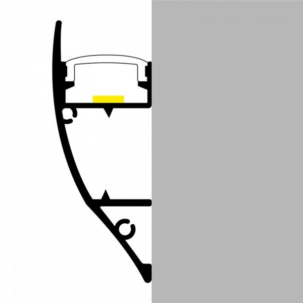 Perfil de parede em alumínio THEN para fitas de LED de 2 metros, com clipes, difusor e tampas de extremidade, 18x43mm, LM3833