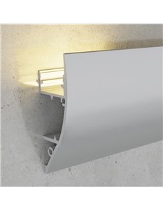 Perfil de pared aluminio THEN para tiras LED 2 metros, con grapas, difusor y tapas, 18x43mm, LM3833