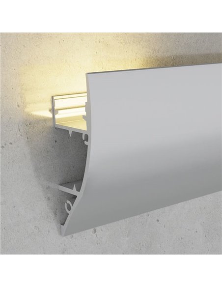 Perfil de pared aluminio THEN para tiras LED 2 metros, con grapas, difusor y tapas, 18x43mm, LM3833