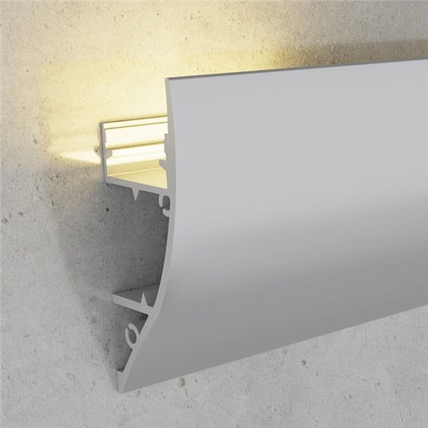 Perfil de pared aluminio THEN para tiras LED 2 metros, con grapas, difusor y tapas, 18x43mm, LM3833