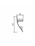 Perfil de pared aluminio THEN para tiras LED 2 metros, con grapas, difusor y tapas, 18x43mm, LM3833