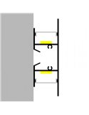 Perfil de pared lacado negro GOTE para tiras LED arriba y abajo 2 metros, formato XL, con grapas, doble difusor, con tapas, 24,5