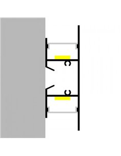 Perfil de pared lacado negro GOTE para tiras LED arriba y abajo 2 metros, formato XL, con grapas, doble difusor, con tapas, 24,5 2