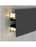 Perfil de pared lacado negro GOTE para tiras LED arriba y abajo 2 metros, formato XL, con grapas, doble difusor, con tapas, 24,5