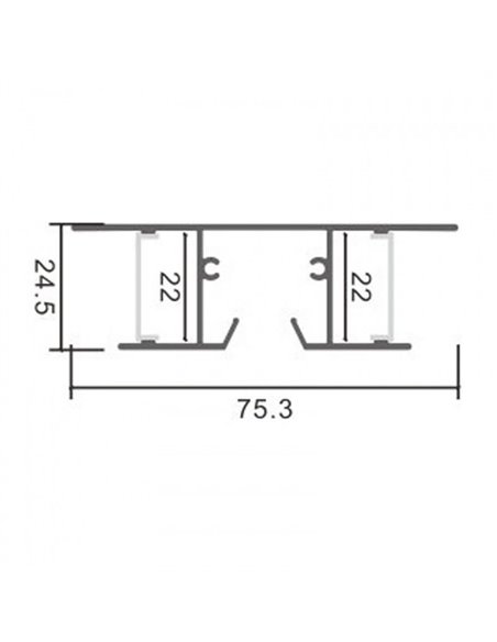 Perfil de pared lacado negro GOTE para tiras LED arriba y abajo 2 metros, formato XL, con grapas, doble difusor, con tapas, 24,5
