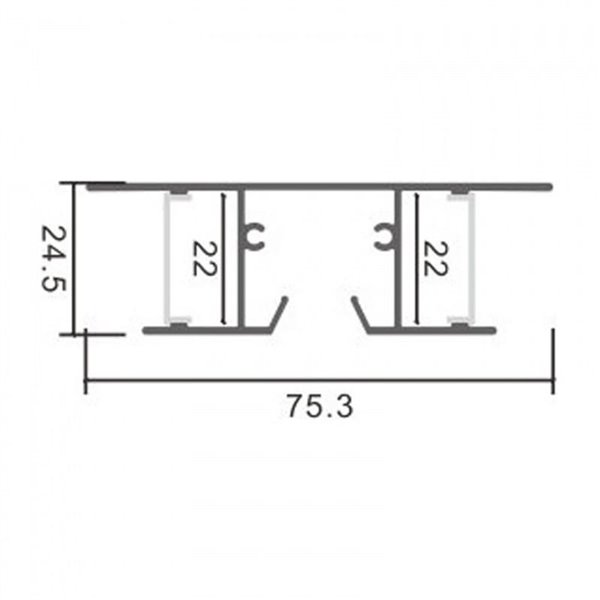 Perfil de pared lacado negro GOTE para tiras LED arriba y abajo 2 metros, formato XL, con grapas, doble difusor, con tapas, 24,5