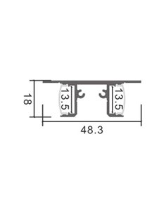 Perfil de pared lacado negro doble para tiras LED arriba y abajo GOTE 2 metros con grapas, doble difusor y tapas, 18x48,3mm, LM3 2