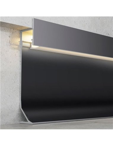 Perfil para rodapié de aluminio SKA para tiras LED 2 metros, con difusor, 12,9x50mm, LM3823