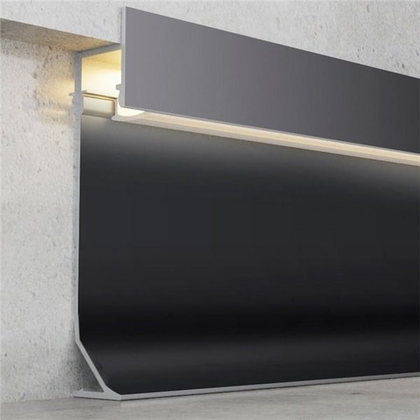 Perfil para rodapié de aluminio SKA para tiras LED 2 metros, con difusor, 12,9x50mm, LM3823