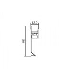 Perfil para rodapié de aluminio SKA para tiras LED 2 metros, con difusor, 12,9x50mm, LM3823