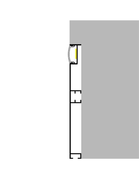 Perfil para rodapié de aluminio lacado blanco  MIET para tiras LED 2 metros, con difusor, 10x100mm, LM3821