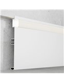 Perfil para rodapié de aluminio lacado blanco  MIET para tiras LED 2 metros, con difusor, 10x100mm, LM3821