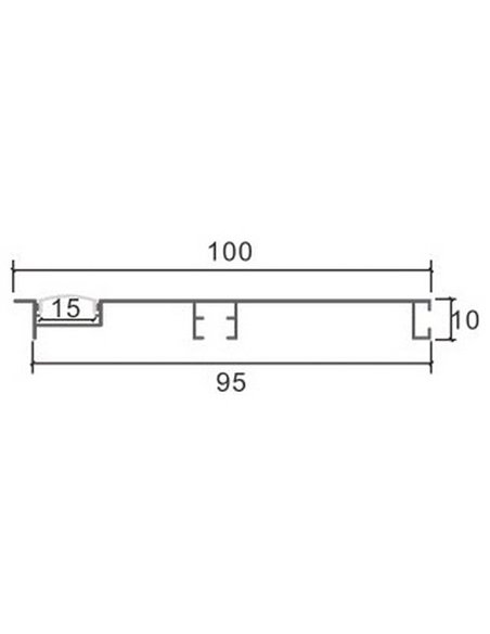 Perfil para rodapié de aluminio lacado blanco  MIET para tiras LED 2 metros, con difusor, 10x100mm, LM3821