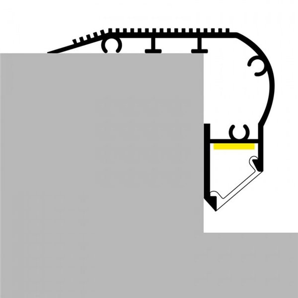 Perfil de escalera aluminio KUF para tiras LED 2 metros completo con tapas y con difusor, 58x40mm, LM3819