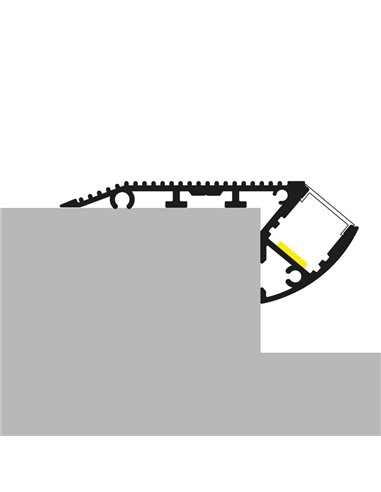 Perfil de escalera OIEW para tiras LED 2 metros, de aluminio, con tapas y difusor, 65x26,5mm, LM3817