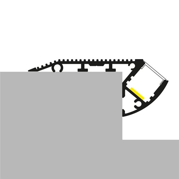 Perfil de escalera OIEW para tiras LED 2 metros, de aluminio, con tapas y difusor, 65x26,5mm, LM3817