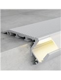 Perfil de escalera OIEW para tiras LED 2 metros, de aluminio, con tapas y difusor, 65x26,5mm, LM3817