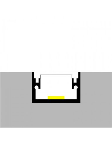 Perfil de suelo de aluminio FAT para tiras LED 2 metros con tapas y difusor, 20x15mm, LM3815