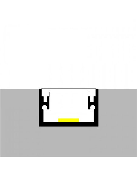 Perfil de suelo de aluminio FAT para tiras LED 2 metros con tapas y difusor, 20x15mm, LM3815
