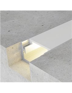 Perfil de suelo de aluminio FAT para tiras LED 2 metros con tapas y difusor, 20x15mm, LM3815