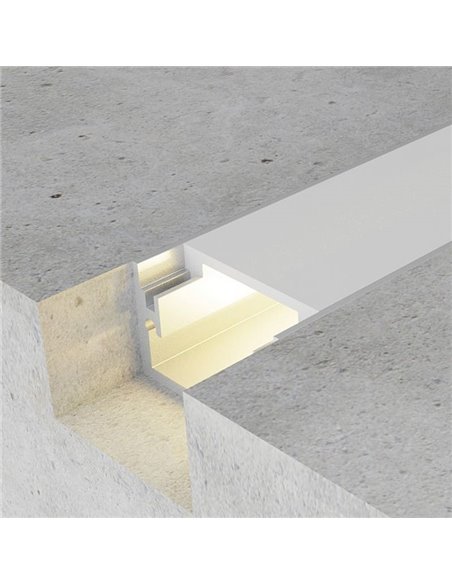 Perfil de suelo de aluminio FAT para tiras LED 2 metros con tapas y difusor, 20x15mm, LM3815