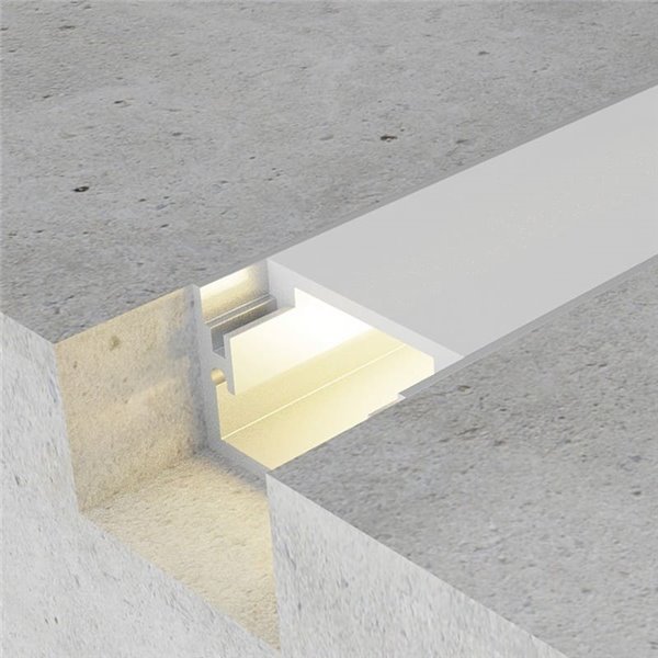 Perfil de suelo de aluminio FAT para tiras LED 2 metros con tapas y difusor, 20x15mm, LM3815