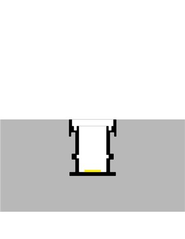 Perfil de suelo aluminio UFEG para tiras LED 2 metros completo con tapas y difusor, 21,3x25,8mm, LM3813