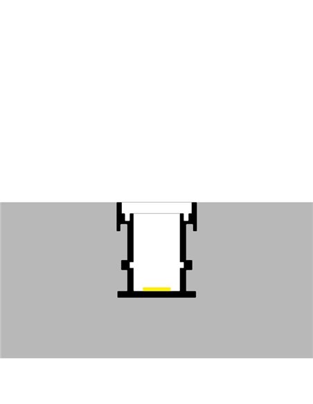 Perfil de suelo aluminio UFEG para tiras LED 2 metros completo con tapas y difusor, 21,3x25,8mm, LM3813
