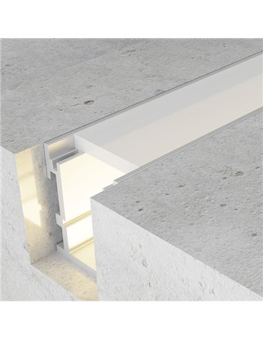 Profilé de sol en aluminium UFEG pour rubans LED, 2 mètres, avec embouts et diffuseur, 21,3 x 25,8 mm, LM3813