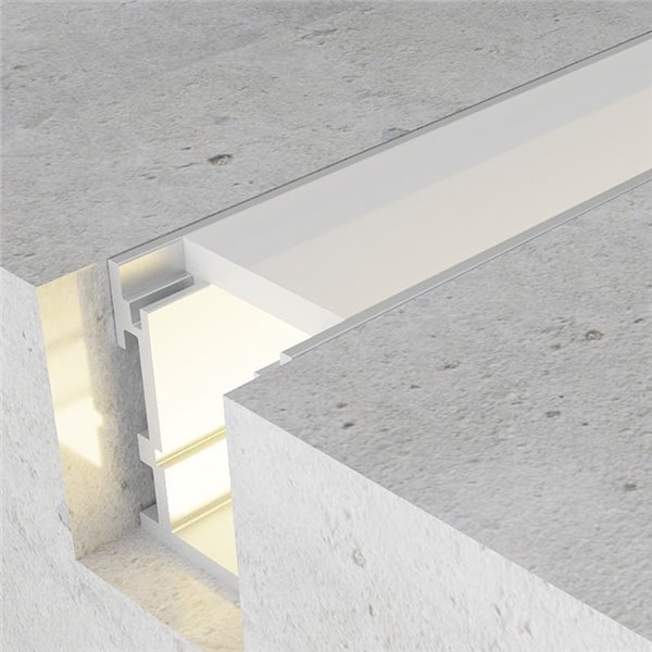 Perfil de suelo aluminio UFEG para tiras LED 2 metros completo con tapas y difusor, 21,3x25,8mm, LM3813