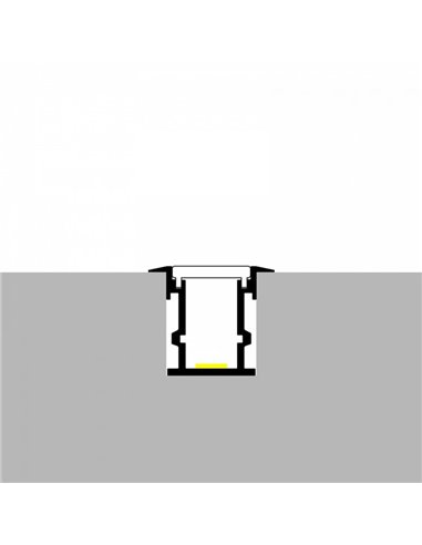 Perfil de aluminio para suelo TIH para tiras LED 2 metros con tapas y difusor, 30x26mm, LM3811