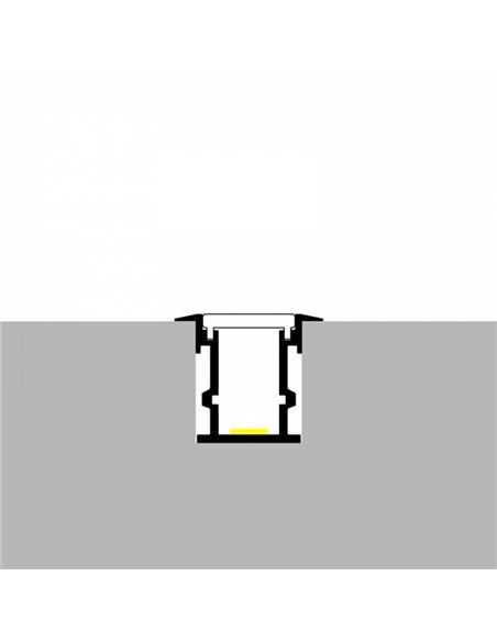 Perfil de aluminio para suelo TIH para tiras LED 2 metros con tapas y difusor, 30x26mm, LM3811