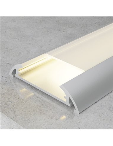 Perfil de superficie completo (grapas, tapas y difusor) MIND para tiras LED 2 metros, 39x8,6mm, LM3807