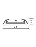 Perfil de superfície completo (clips, tampas de extremidade e difusor) MIND para fitas de LED de 2 metros, 39x8,6mm, LM3807