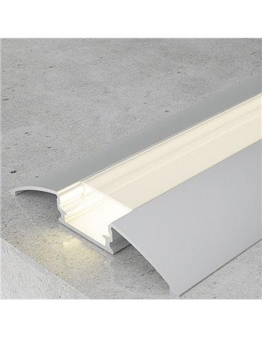 Perfil de superfície TREND para fitas de LED, 2 metros, alumínio, com clipes, tampas de extremidade e difusor, 52x7,8mm, LM3805