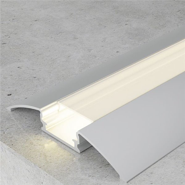 Perfil de superficie TREND para tiras LED 2 metros, de aluminio, con grapas, tapas y difusor, 52x7,8mm, LM3805