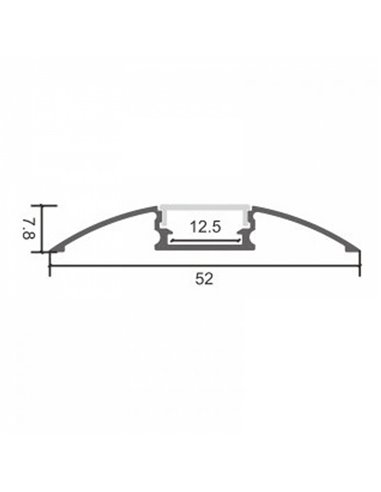 Perfil de superficie TREND para tiras LED 2 metros, de aluminio, con grapas, tapas y difusor, 52x7,8mm, LM3805