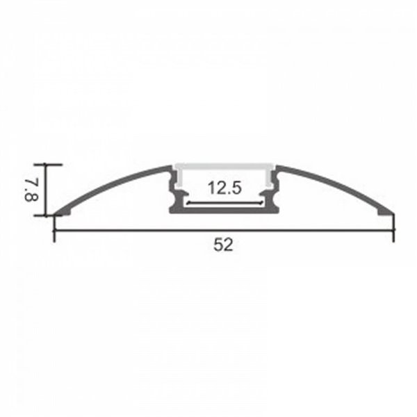 Perfil de superficie TREND para tiras LED 2 metros, de aluminio, con grapas, tapas y difusor, 52x7,8mm, LM3805