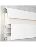 Perfil de rodapé MUYE laqueado branco para fitas de LED de 2 metros, com tampas de extremidade e difusor, 15x84mm, LM3803