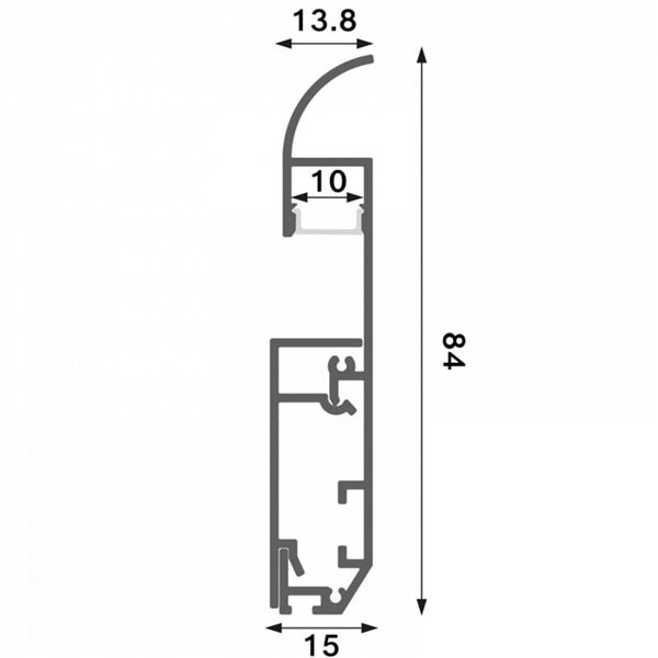 Perfil para rodapié lacado blanco MUYE para tiras LED 2 metros, con tapas y difusor, 15x84mm, LM3803