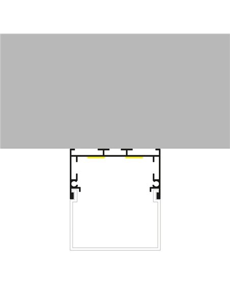 Perfil de aluminio colgante sin canalización TRAKEN para tiras LED 2 metros, con tapas y difusor, 45x42mm, LM3797