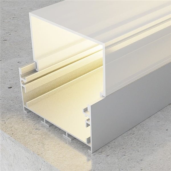 Perfil de aluminio colgante sin canalización TRAKEN para tiras LED 2 metros, con tapas y difusor, 45x42mm, LM3797
