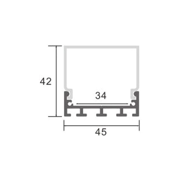 Perfil de aluminio colgante sin canalización TRAKEN para tiras LED 2 metros, con tapas y difusor, 45x42mm, LM3797