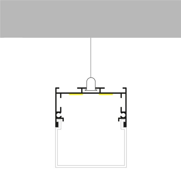 Perfil de aluminio colgante sin canalización TRAKEN para tiras LED 2 metros, con tapas y difusor, 45x42mm, LM3797