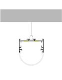 Perfil de aluminio colgante OVAL para tiras LED 2 metros, con tapas y difusor en redondo, 45x42mm, LM3795